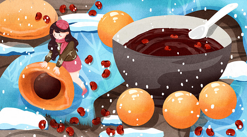 红帽小小女孩的生活二十四节气系列之立冬图片素材
