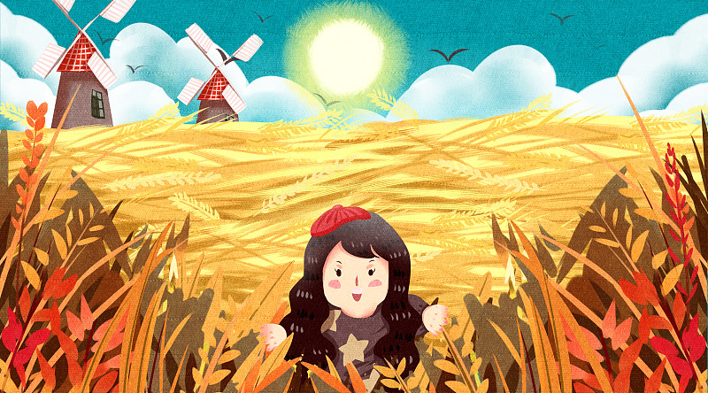 红帽小小女孩的生活二十四节气系列之秋分图片素材
