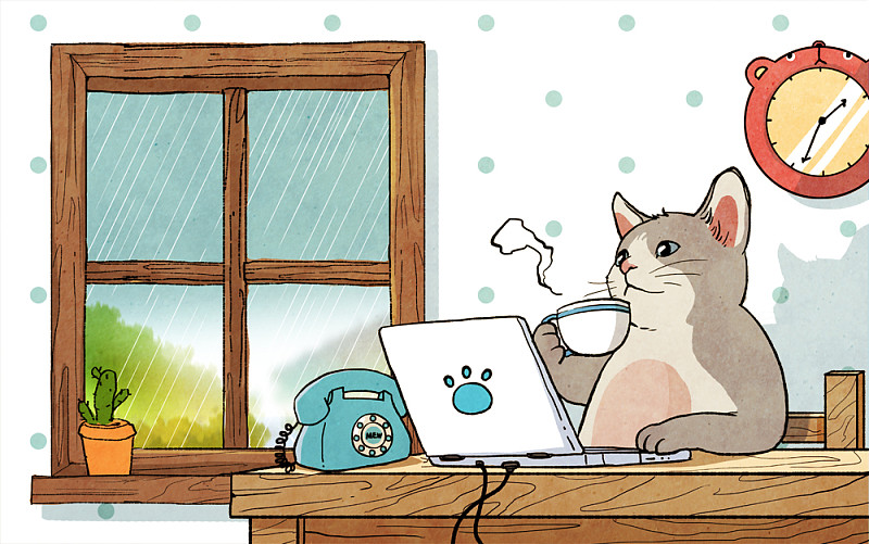 插图可爱的猫卡通人物图片下载