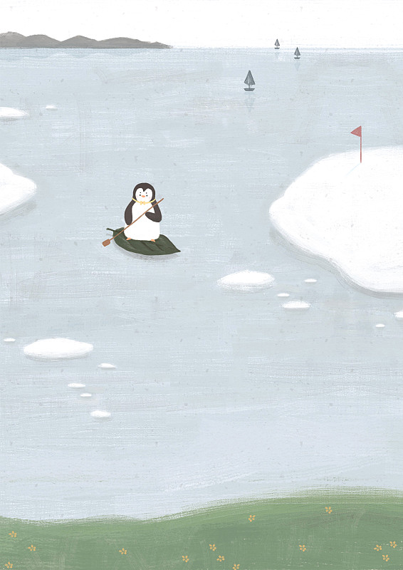 北欧风动物插画二十四节气图小雪图片