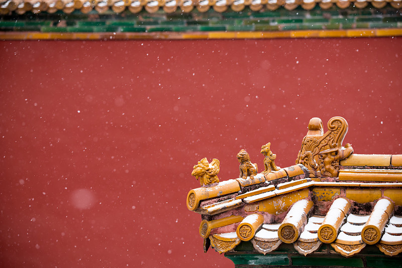 北京冬天故宫的雪图片素材