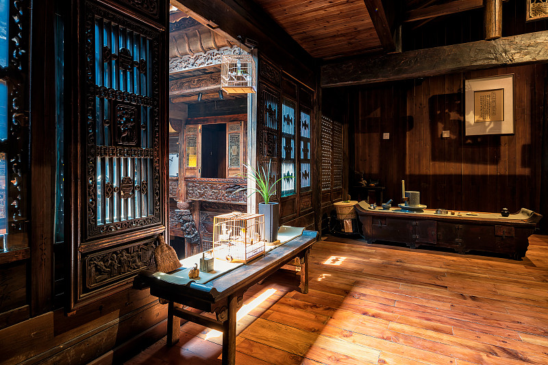 中国传统徽派建筑室内景观图片下载