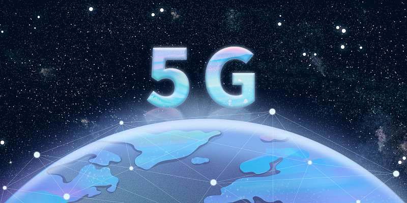 5G互联网信息科技时代，第五代移动通信技术插画背景海报下载