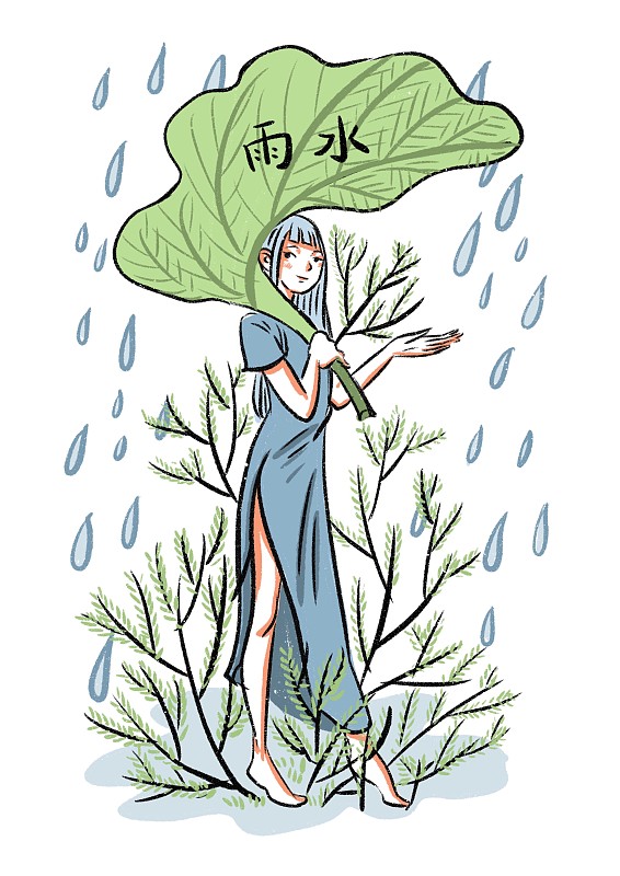旗袍24节气拟人-雨水图片素材