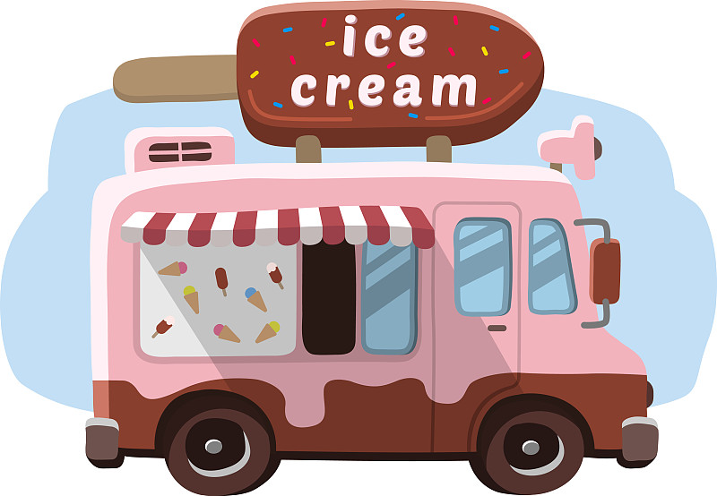 带冰淇淋的货车流动商店图片下载