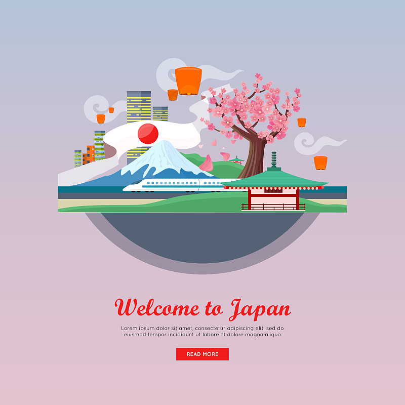 欢迎来到日本平面风格的网页横幅图片下载