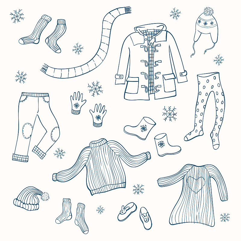 幼儿园冬季服装简笔画图片