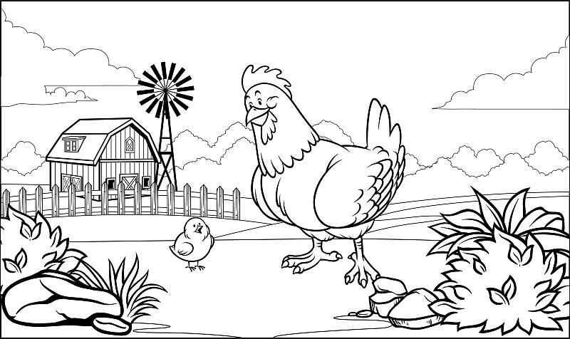 农场鸡简笔画图片