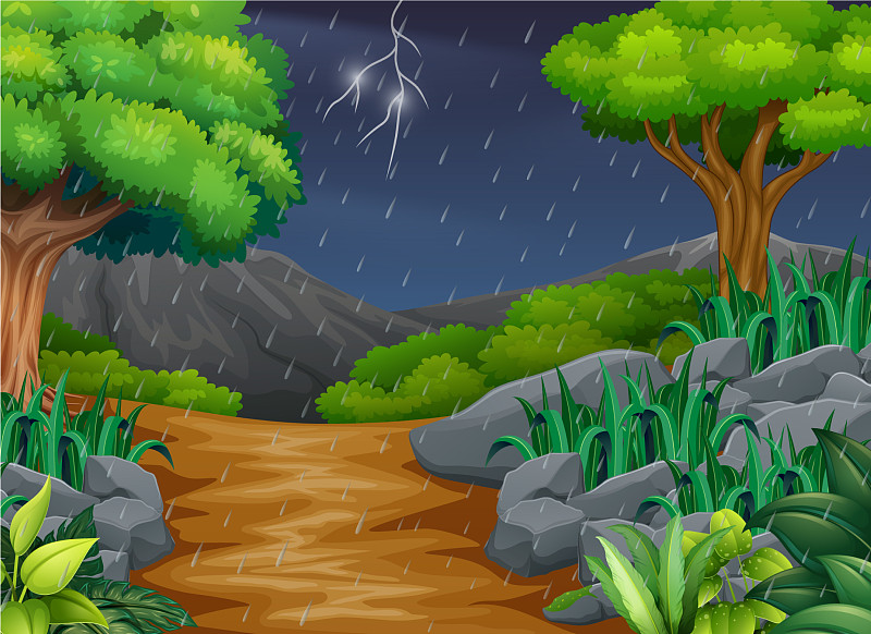 雨中森林图片大全卡通图片