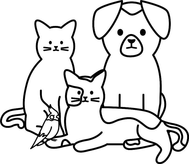 猫和狗的简笔画 可爱图片