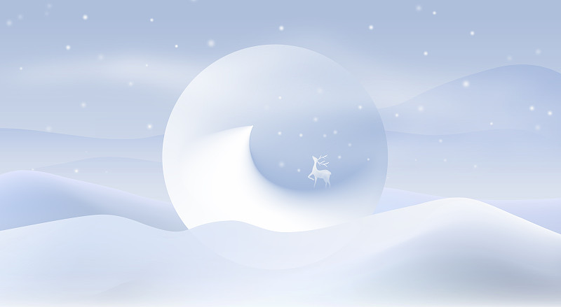 冬日抽象麋鹿雪景插画下载