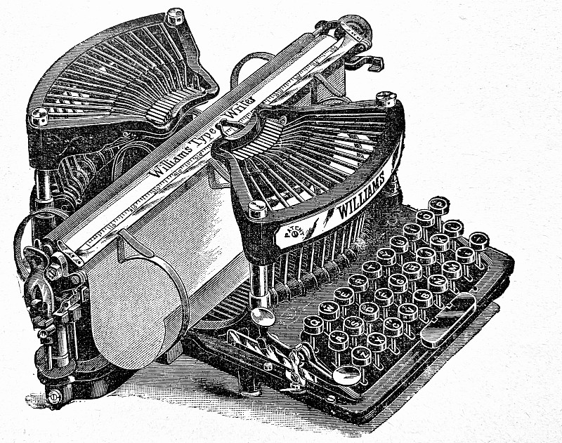 白色背景上的老式打字机图片下载