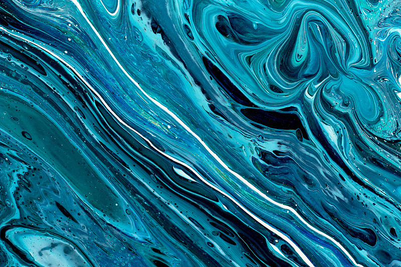 抽象色彩的背景纹理流体艺术丙烯酸颜料。绿松石蓝色的颜色图片下载