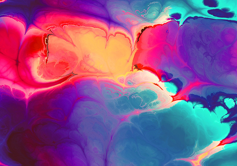 创造性的彩色ebru背景与抽象的波浪画图片素材