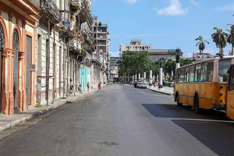 古巴哈瓦那市中心附近的街道图片下载