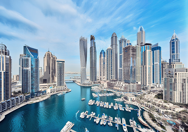 阿拉伯联合酋长国迪拜码头城的天际线图片下载