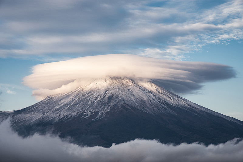富士山上方的透镜状云图片下载