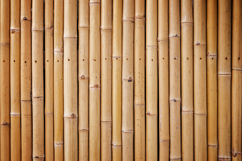 特写的自然竹墙背景与温暖的色调和vignette图片下载