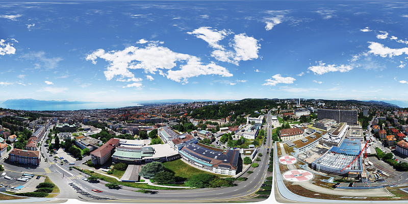 360°鸟瞰图洛桑，沃坎顿，瑞士图片下载