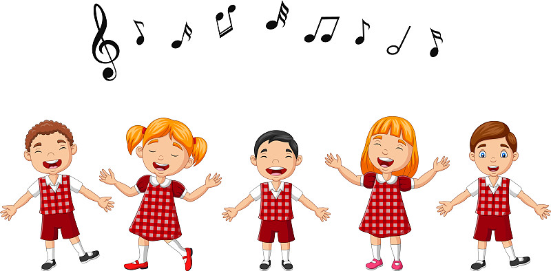 卡通组的孩子们在学校唱歌图片