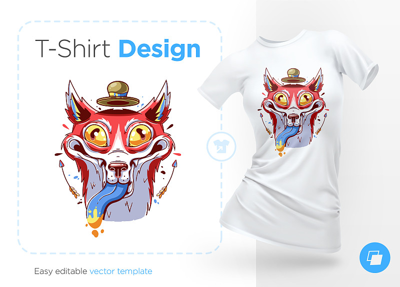 滑稽的狐狸在帽子印在t恤运动衫图片下载