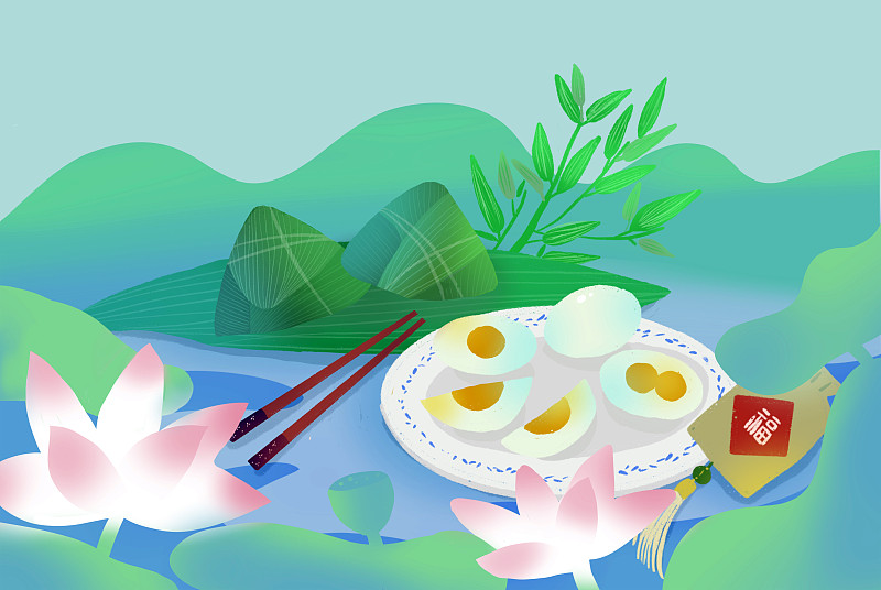 端午节的粽子和鸭蛋图片素材