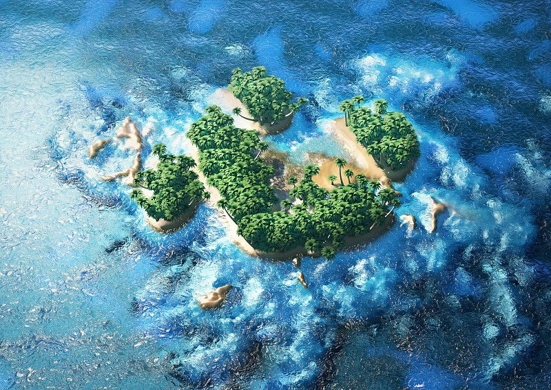 三维海洋心岛图片下载