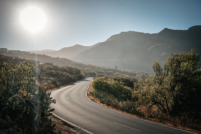 西班牙圣克鲁斯德特内里费山中的一条公路景观图片下载