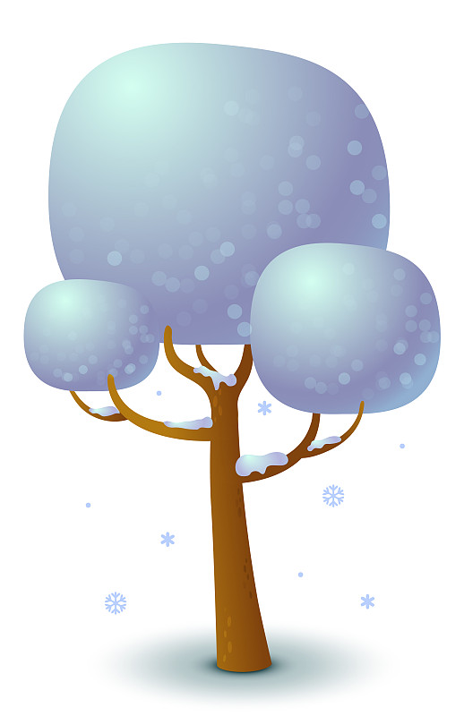 雪树在冬季游戏UI平孤立的股票图片素材