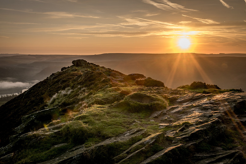 风景风景的山对天空在日落，希望谷，英国图片下载