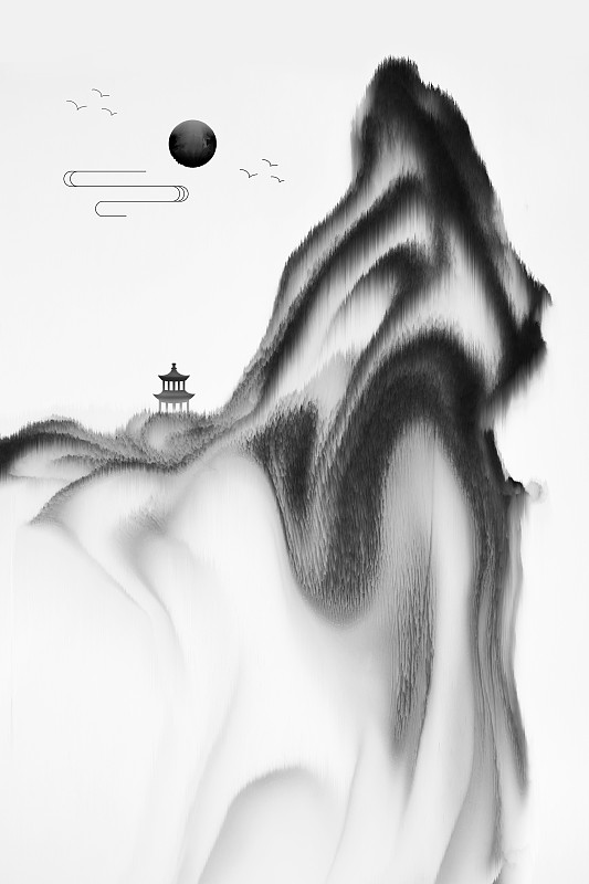 中国风抽象水墨画之墨影山峦图片下载