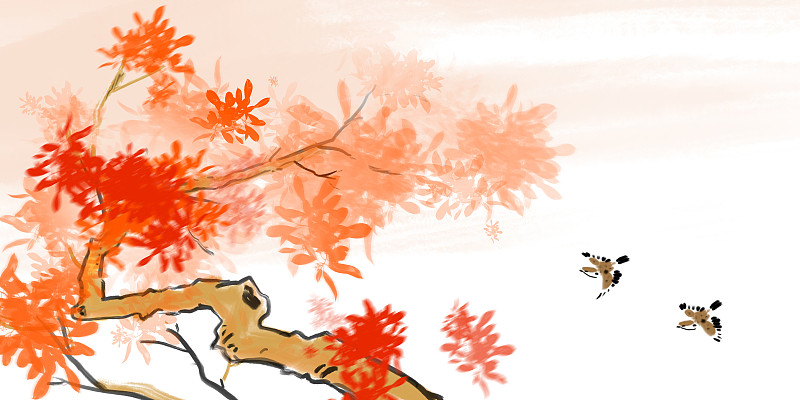 秋季红叶麻雀图片下载