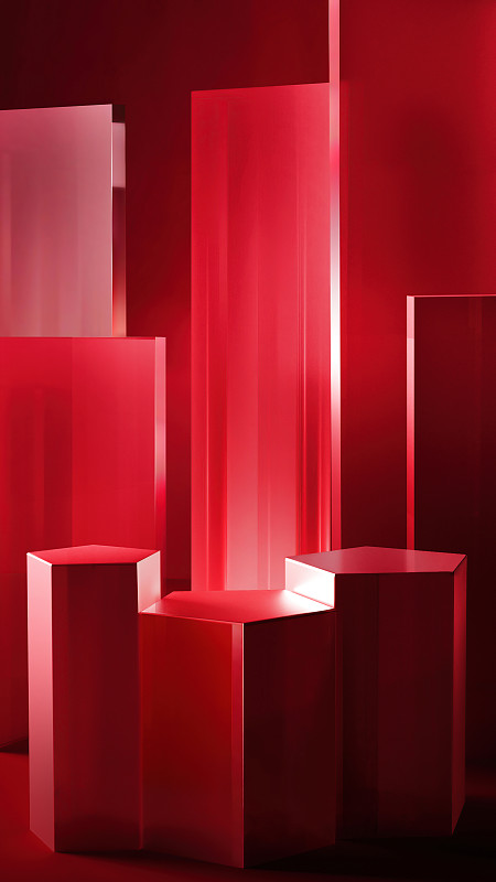 红色的玻璃产品展示台图片素材