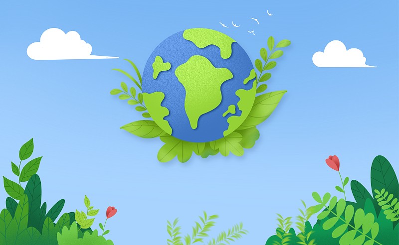 地球绿色植物环保概念插画下载