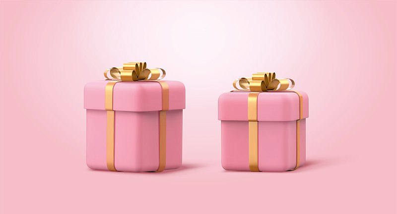 粉红色礼物盒包装三维素材图片素材