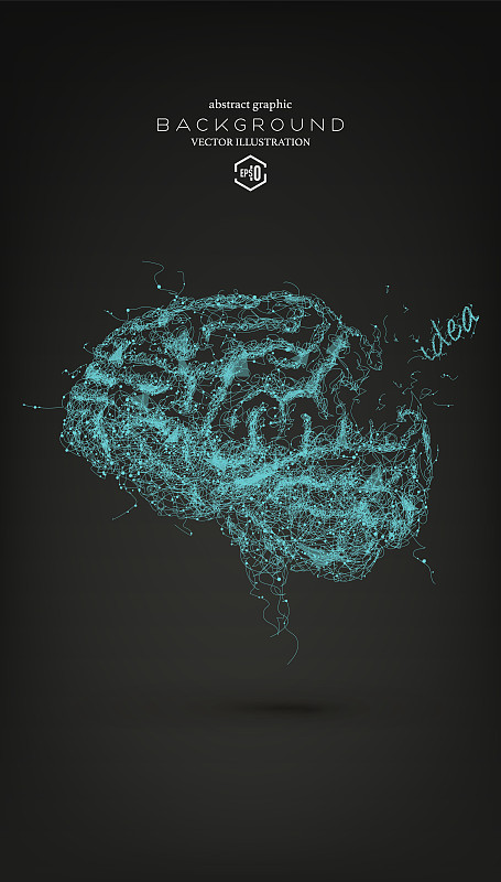 点线手绘的idea大脑神经，矢量抽象的科技商业创意背景图片素材