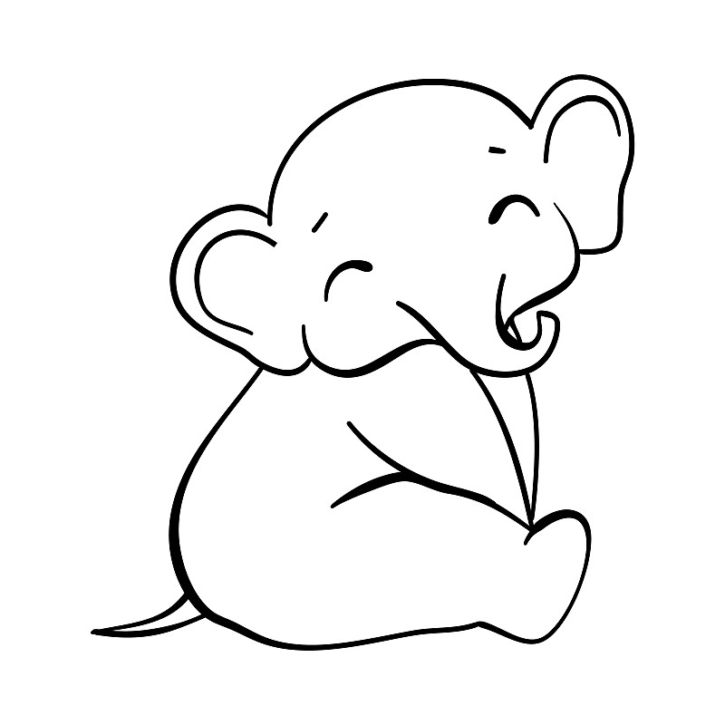 大象简笔画 素描画图片