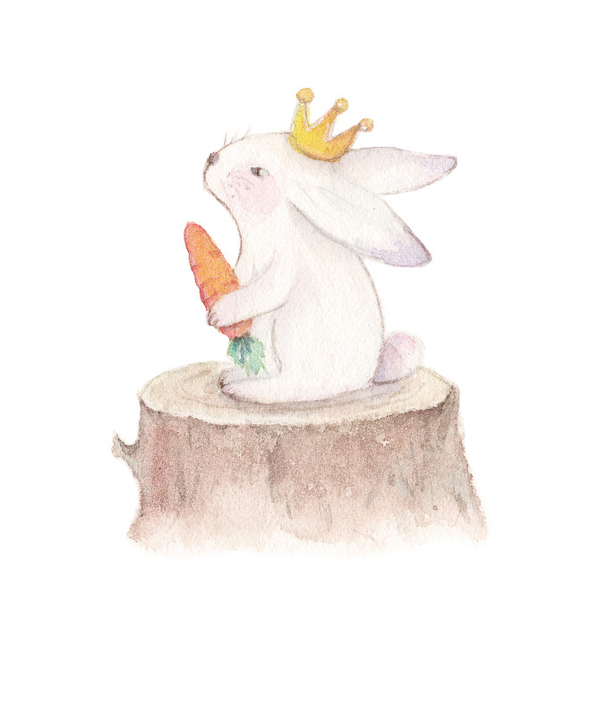 水彩手绘一只卡通小白兔图片下载