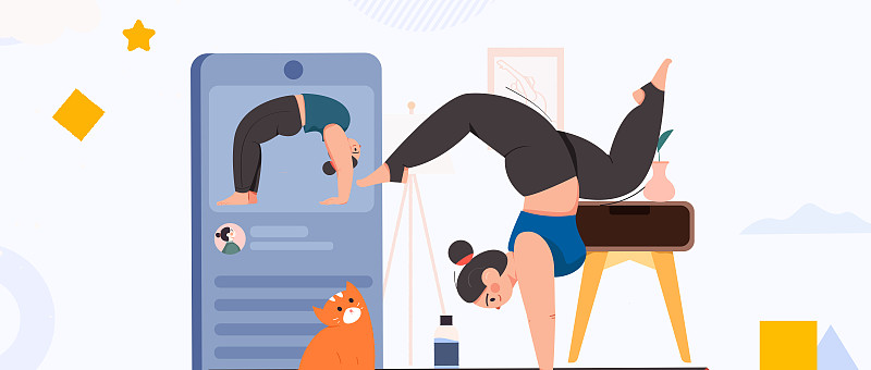 练习瑜伽身心健康扁平矢量概念运营插画图片