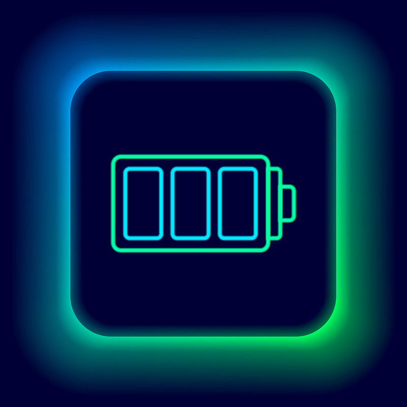 发光的霓虹灯线电池充电水平指示器插画图片