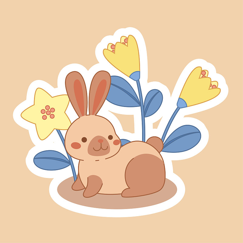 卡通兔子花朵图片下载