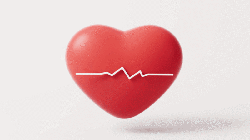心脏与心电图循环动画3D渲染插画下载