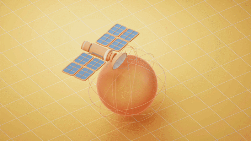 虚拟数字球体与卫星3D渲染插画下载