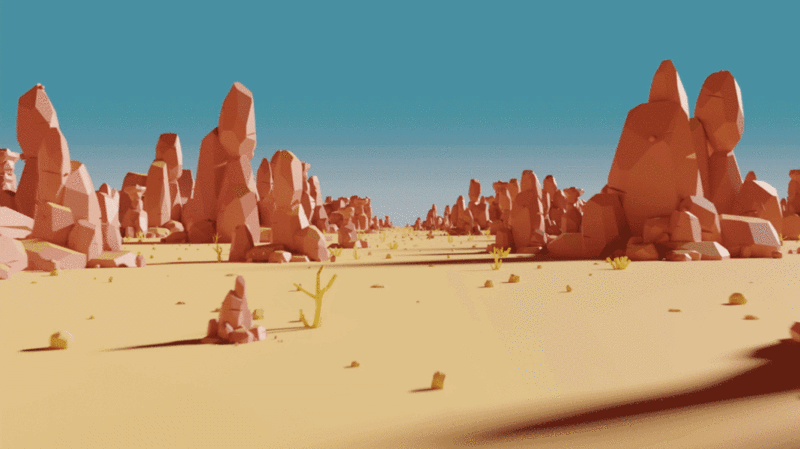 荒野与岩石背景循环动画3D渲染图片下载