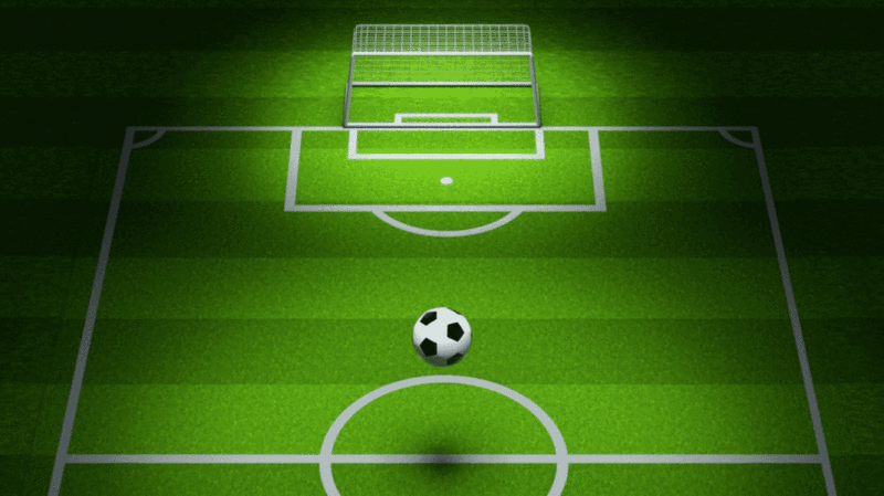 足球球场上的足球射门插画下载