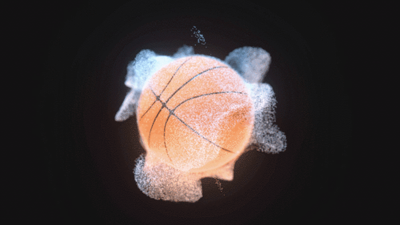 旋转的篮球与粒子特效图片下载