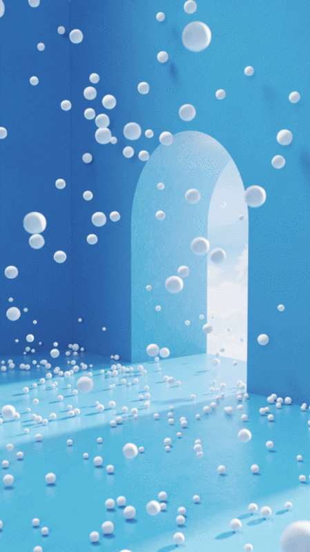 创意蓝色空间与白色球体3D渲染图片下载