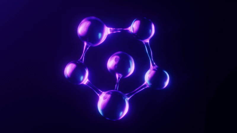 生物科技分子与霓虹灯光循环动画3D渲染图片下载