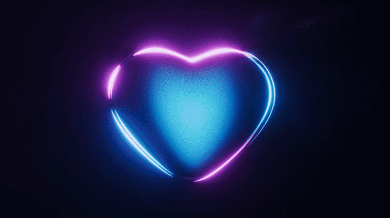 爱心与霓虹灯光效果循环动画3D渲染图片下载