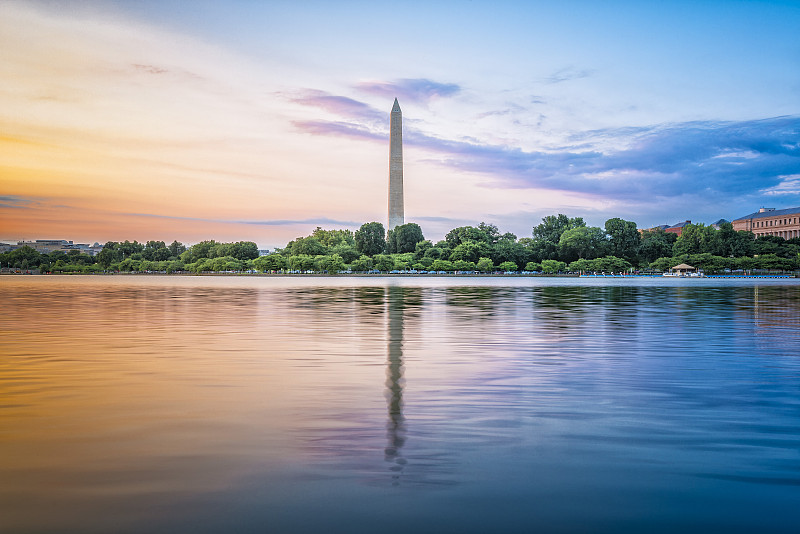 华盛顿纪念碑的日落图片下载